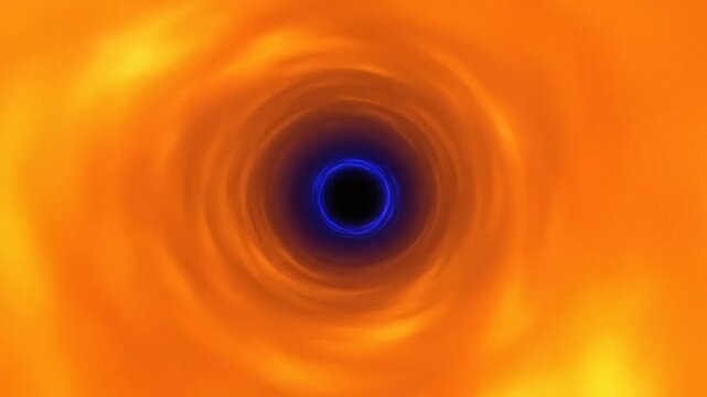 Glowing orange vortex with deep blue center, abstract energy tunnel background for sci fi design and motion graphics, dramatic cosmic swirl for Halloween concept