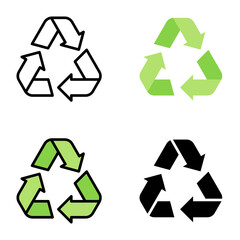 Obraz premium Recycle sign icon collection of various styles for ecology and environment, Design Branding, Print, and Digital Media