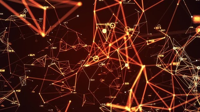 Abstract Orange Neural Lines Mapping Advanced Information Systems