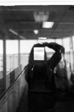 Photographer selfie in ferry window
