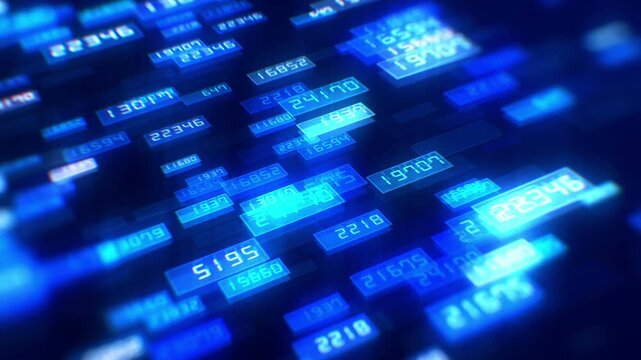 Abstract Financial Numbers Floating Inside Modern Digital Network Space