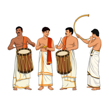 vector illustration of kerala chenda melam performance
