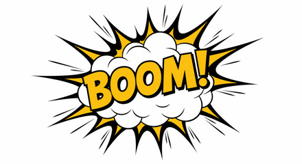 Vibrant comic book explosion with BOOM text in dynamic motion © Cendol