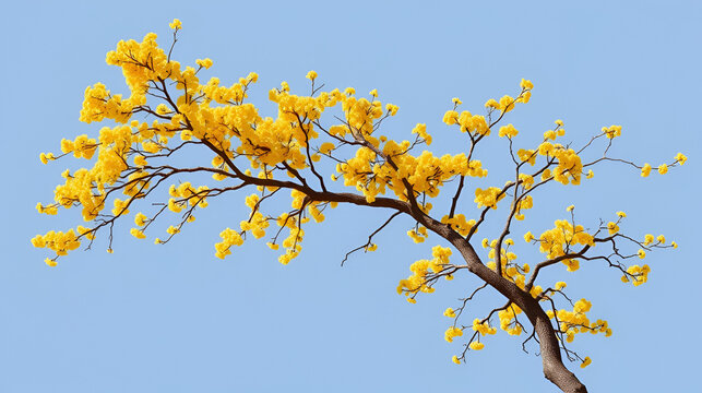Golden chain tree or laburnum trees and branches isolated