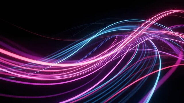 Abstract flowing colorful light waves on dark background futuristic glowing lines motion