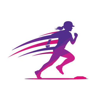 Dynamic Silhouette of a Female Runner in Motion 1.