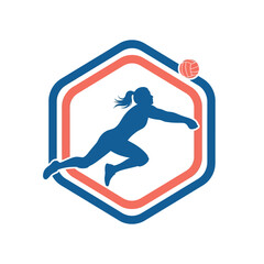Female Volleyball Player Hexagon Logo Design. © Romlah
