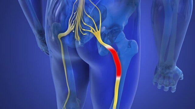 Sciatic Pinched Nerve Shooting Pain 3d animation