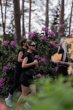 Morning Run Through a Blooming Park