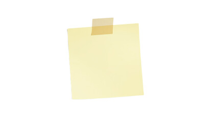 A blank yellow sticky note is attached to a white background with a piece of tape