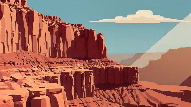 Red rock canyon cliffs in sunny desert landscape for travel background