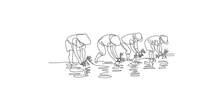 A minimalist black and white line drawing showing several runners crouched at the starting line of a race