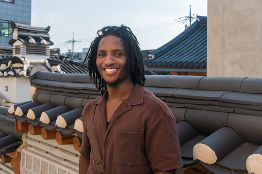 Joyful Traveler In Bukchon Hanok Village, Korea.