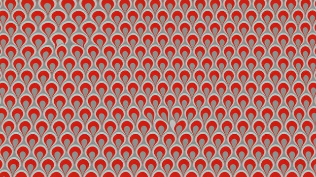 Seamless red and gray retro geometric pattern with vintage teardrop shapes for background design