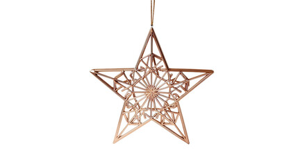 Scandinavian minimalist star outline metal ornament background isolated on a Transparent background, PNG file.