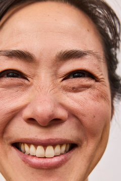 Closeup of a woman's smiling face