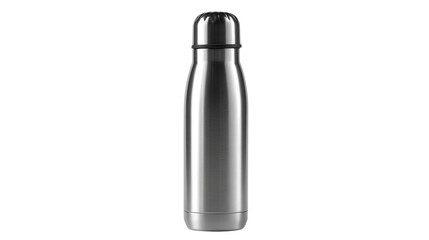 Steel thermos bottle background isolated on a Transparent background, PNG file.