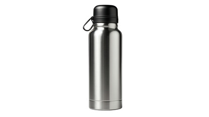 Steel thermos bottle background isolated on a Transparent background, PNG file.