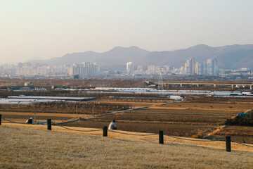 경산시 부적리 및 대구 동구 안심 도시 풍경
