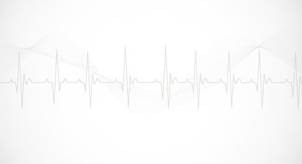 Obraz premium Clean electrocardiogram waveform graphic overlay on a subtle light gray background