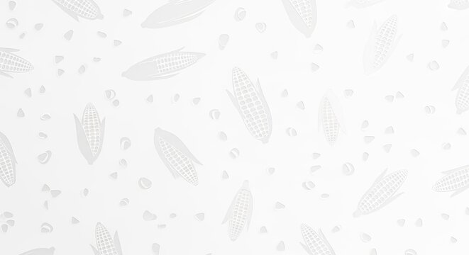 Subtle white pattern of corn cobs and kernels on a clean background for design