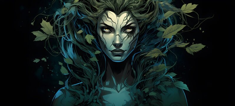 lycan dryad vector illustration t-shirt design,generative AI
