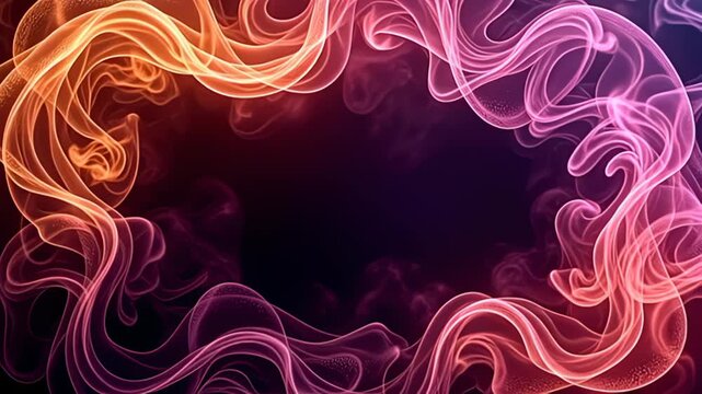 Emerging like a celestial phenomenon, a Smoke Border Frame swirling with soft golden wisps reveals itself, where tendrils of shimmering silver intertwine with radiant magenta hues, crafting