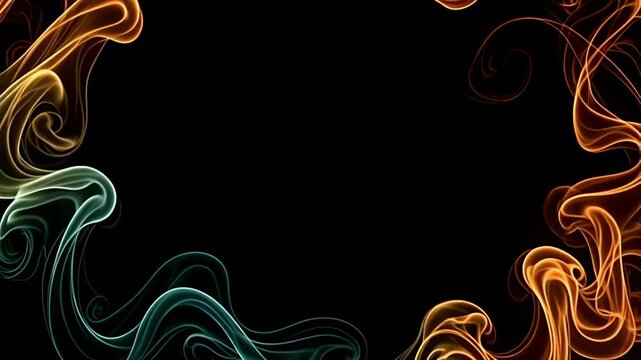 Delicate tendrils of the Smoke Border Frame swirling with soft golden wisps weave in and out with vibrant mint and burnt sienna accents, creating a dynamic interplay of color and light