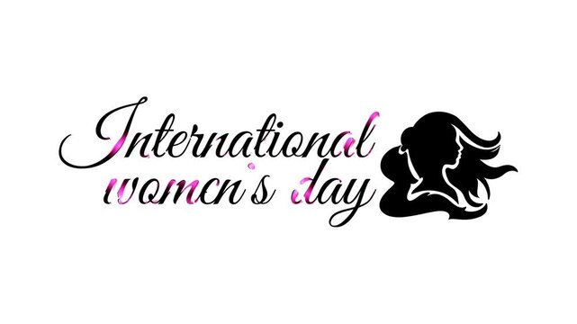 International Women's Day, 8 march typography text animation minimalist black design with alpha