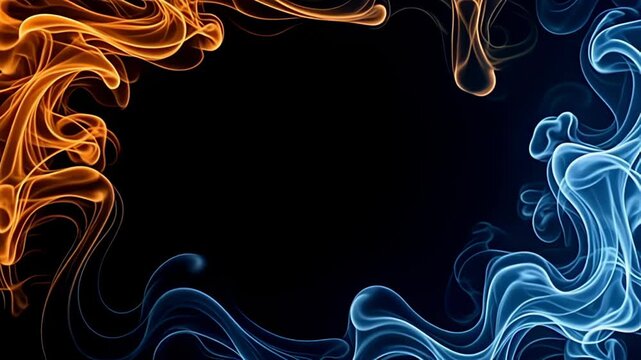 Delight in the visual symphony of the Smoke Border Frame swirling with soft golden wisps, bordered by flickering bands of ochre and frosty blue that shimmer softly, fluidly guiding the eye