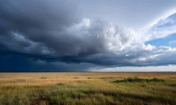 dark storm clouds coming in over the vast open plains