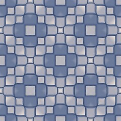 A blue and white patterned tile floor