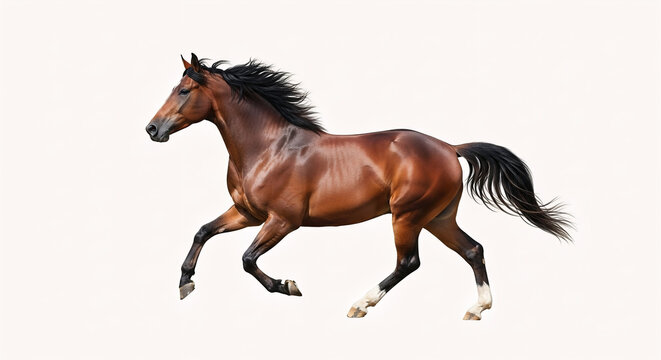 Majestic Brown Horse in Full Gallop