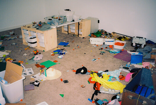 Messy children playroom, shot on film 