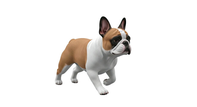 French Bulldog in Motion on White Background