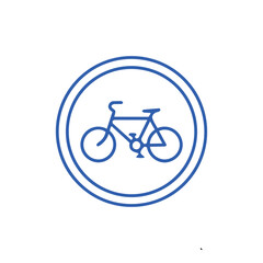 Fototapeta premium Bicycle route mandatory sign outline traffic sign icon isolated on white background vector illustration