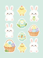 Fototapeta premium Cute Pastel Easter Elements Isolated on Soft Background