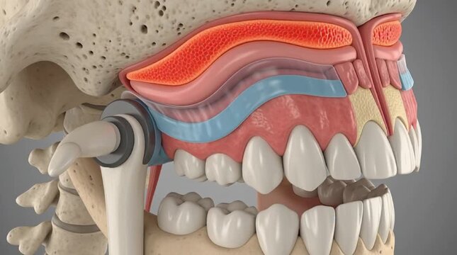 Medical Illustration of Human Paranasal Sinus and Dental Anatomy
