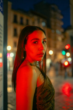 Moody Portrait in Street Lighting