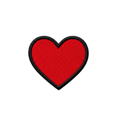 Fototapeta premium A vibrant red heart patch with a black border on a white background.