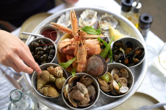 Seafood Feast at a Coastal Restaurant in Sunny Weather