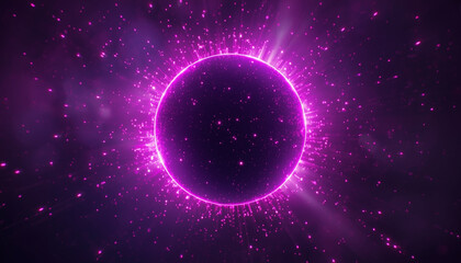 Naklejka premium A vibrant purple circle glows brightly in a dark space