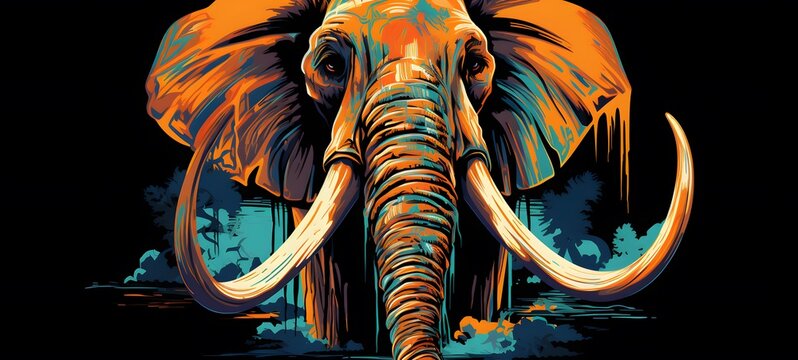 mammoth skeleton vector illustration t-shirt design,generative AI