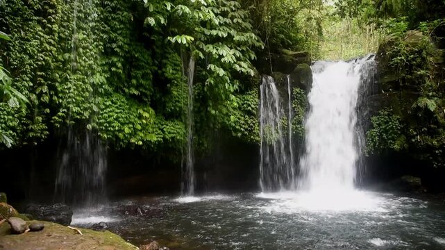 YEH HOO Waterfall, at Tabanan regency of Bali Indonesia, with stunning forest vibes