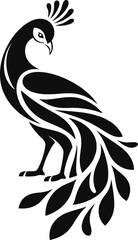 Fototapeta premium peacock, premium peacock, peacock logo, elegant bird, luxury logo, fashion branding, beauty logo, wedding logo, boutique branding, decorative bird, detailed feathers, black silhouette, vector illustra