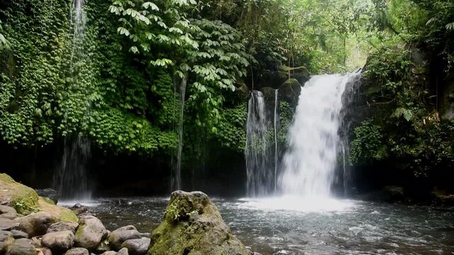 YEH HOO Waterfall, at Tabanan regency of Bali Indonesia, with stunning forest vibes
