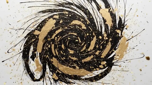 墨の掠れと勢いを感じさせる和風の円形筆文字イラスト