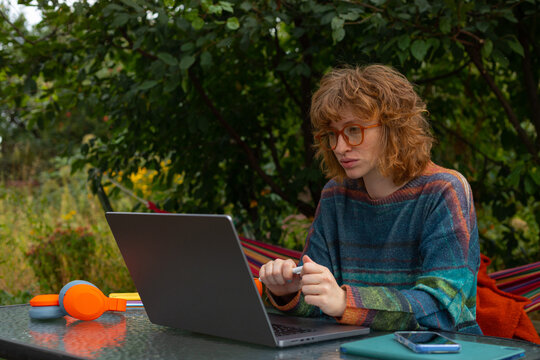 a student works on a laptop