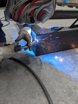 Welding sparks work

