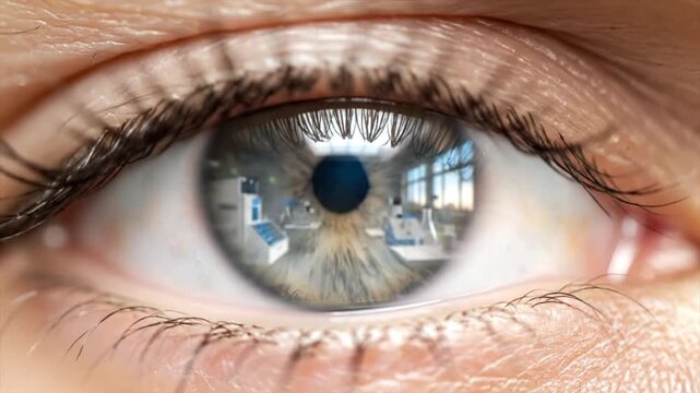 Closeup of Human Eye with Reflection.